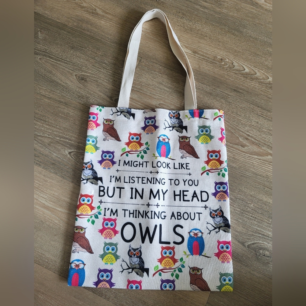 Canvas Tote Bag with Owl Design